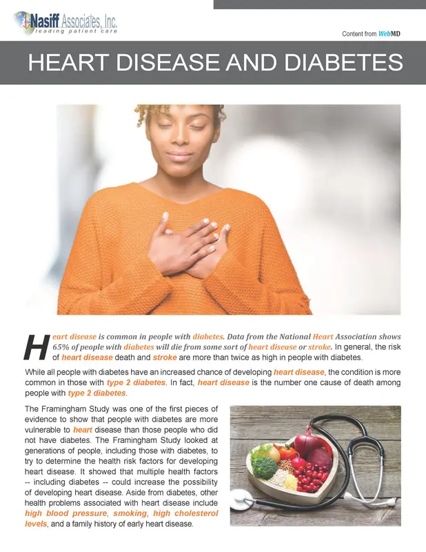 Heart disease and diabetes flyer on a white bg