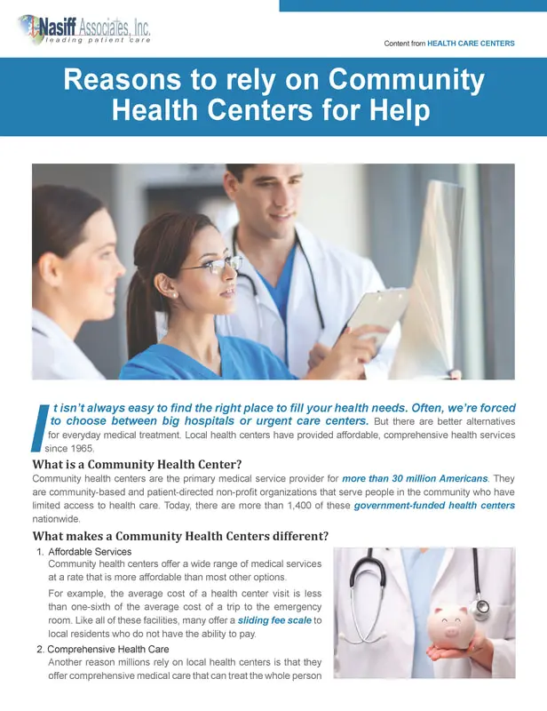 Community Health Centers flyer on a white bg