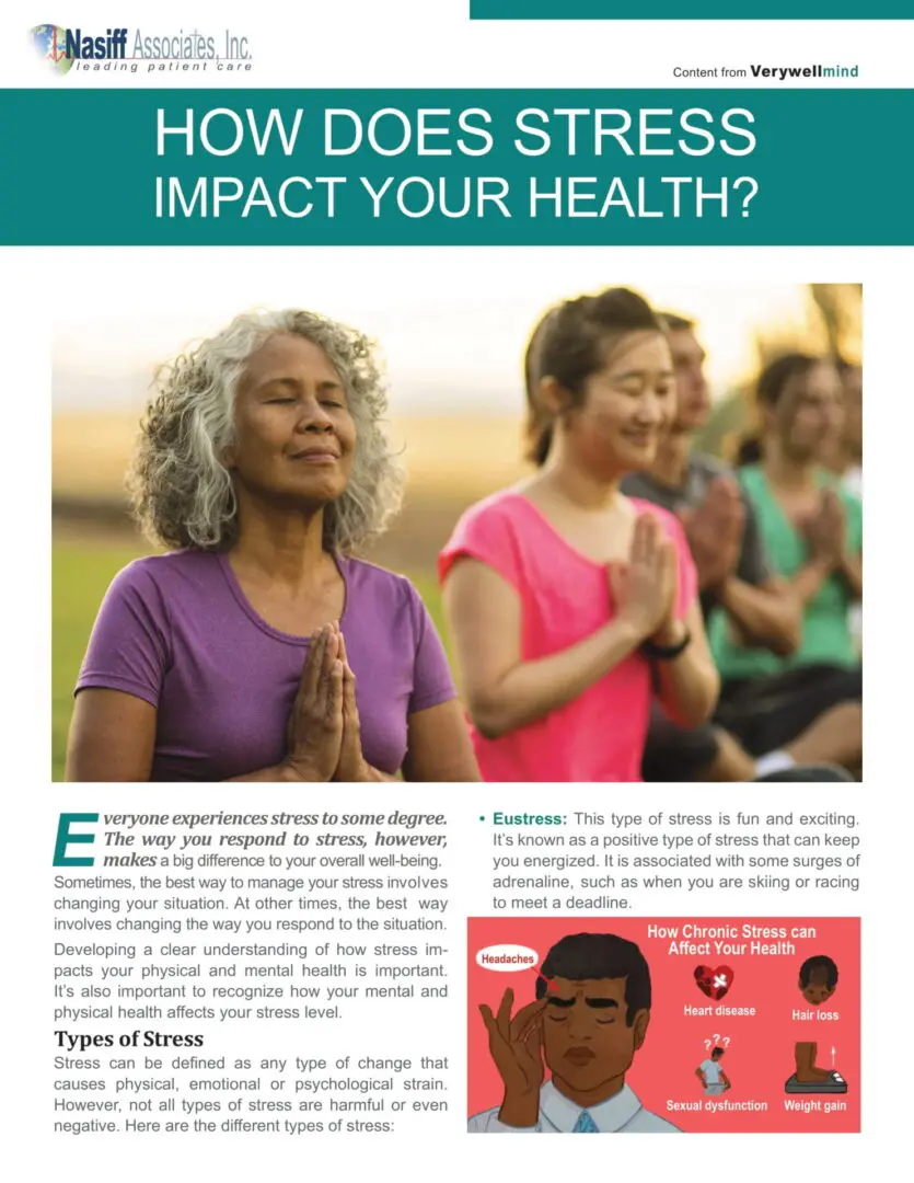 Stress impact your health flyer on a white bg