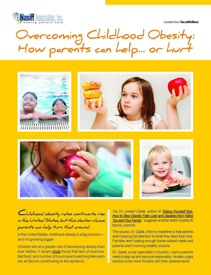 Overcoming Childhood Obesity flyer on a white bg