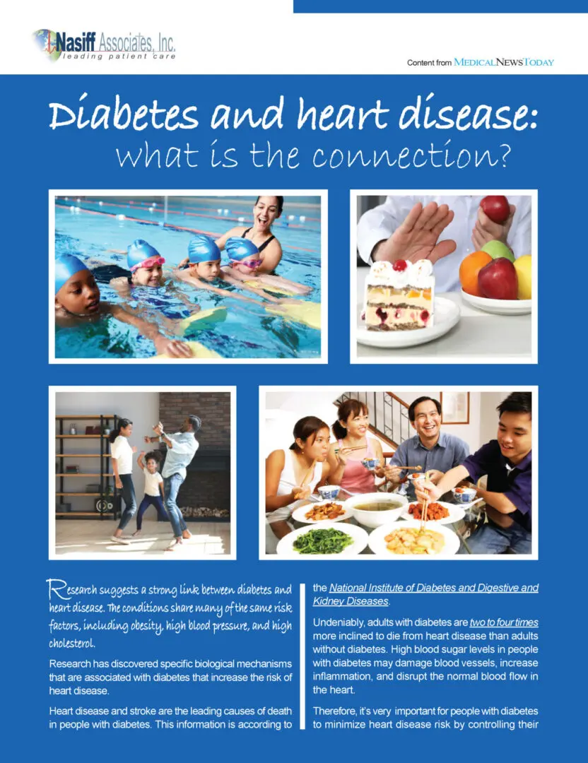 Diabetes and Heart Disease flyer on a white bg